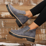 Wilteke | Damen Stiefeletten Plateau Reißverschluss – Grau