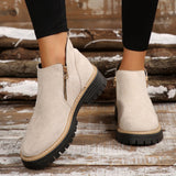 Wilteke | Damen Stiefeletten Plateau Reißverschluss – Beige