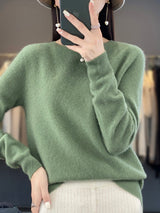 Wiltina | Damen Strickpullover Rundhals Langarm – Türkis