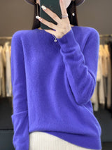 Wiltina | Damen Strickpullover Rundhals Langarm – Blauviolett
