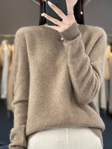 Wiltina | Damen Strickpullover Rundhals Langarm – Kamel