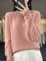 Wiltina | Damen Strickpullover Rundhals Langarm – Rosa