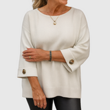 Wiltje | Damen Strickpullover Oversize Rundhals – Weiß