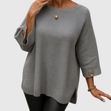 Wiltje | Damen Strickpullover Oversize Rundhals – Grau
