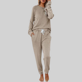 Wiltmara | Damen Jogginghose Set mit Langarm-Sweatshirt – Khaki