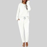 Wiltmara | Damen Jogginghose Set mit Langarm-Sweatshirt – Weiß