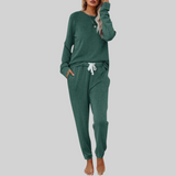 Wiltmara | Damen Jogginghose Set mit Langarm-Sweatshirt – Dunkelgrün