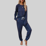 Wiltmara | Damen Jogginghose Set mit Langarm-Sweatshirt – Blau