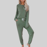 Wiltmara | Damen Jogginghose Set mit Langarm-Sweatshirt – Grün