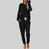 Wiltmara | Damen Jogginghose Set mit Langarm-Sweatshirt – Schwarz