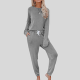 Wiltmara | Damen Jogginghose Set mit Langarm-Sweatshirt – Grau