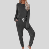 Wiltmara | Damen Jogginghose Set mit Langarm-Sweatshirt – Dunkelgrau