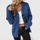 Wiltrud | Damen Strickjacke Oversize mit Knöpfen – Blau