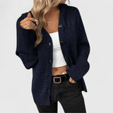 Wiltrud | Damen Strickjacke Oversize mit Knöpfen – Marineblau