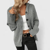 Wiltrud | Damen Strickjacke Oversize mit Knöpfen – Grau