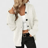 Wiltrud | Damen Strickjacke Oversize mit Knöpfen – Weiß