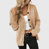 Wiltrud | Damen Strickjacke Oversize mit Knöpfen – Beige