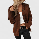 Wiltrud | Damen Strickjacke Oversize mit Knöpfen – Braun