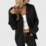 Wiltrud | Damen Strickjacke Oversize mit Knöpfen – Schwarz