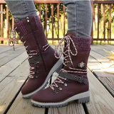 Wiltrud | Damen Winterstiefel Schnürstiefel Mitte Wade – Lila