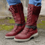 Wiltrud | Damen Winterstiefel Schnürstiefel Mitte Wade – Rot