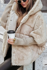 Winterjacke Damen Oversized mit Teddyfutter – Beige