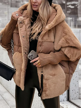 Winterjacke Damen Oversized mit Teddyfutter – Braun