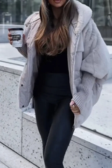 Winterjacke Damen Oversized mit Teddyfutter – Grau