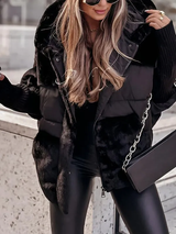 Winterjacke Damen Oversized mit Teddyfutter – Schwarz