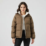 Charlotte | Winterjacke Damen Fleecegefütterte Kapuzen-Pufferjacke – Braun