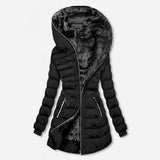 Annika | Winterjacke Damen Lang Gesteppt Fleecegefüttert Reißverschluss – Schwarz