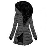 Annika | Winterjacke Damen Lang Gesteppt Fleecegefüttert Reißverschluss – Grau