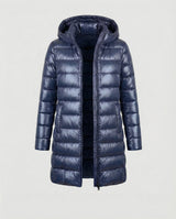 Annika | Winterjacke Damen Ultraleichte Slim-Fit Daunenjacke mit Kapuze – Blau