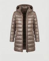 Annika | Winterjacke Damen Ultraleichte Slim-Fit Daunenjacke mit Kapuze – Khaki