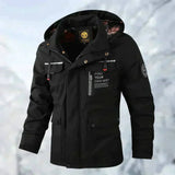 Winterjacke Herren mit Kapuze und Taschen – Schwarz