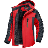 Winterjacke Herren Outdoor mit Fleecefutter – Rot