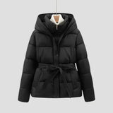 Winterjacke Mit Gürtel – Schwarz