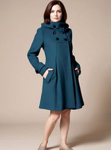 Leonie | Wintermantel Damen Eleganter Mantel mit Seitentaschen – Dunkelgrün