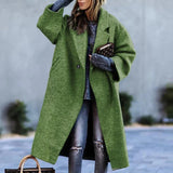Daniela | Damen Winter-Mantel Lang Oversize aus Wolle – Grün