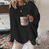 Bettina | Damen Locker Gestrickter Pullover mit Langarm – Schwarz