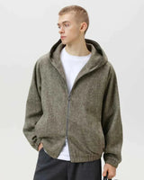 Wollmischung Kapuzenjacke Herren – Taupe