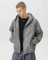 Wollmischung Kapuzenjacke Herren – Grau