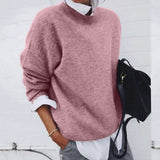 Annika | Wollpullover für Damen Oversized Rundhals Strickpullover – Rosa
