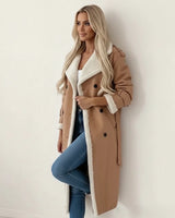 Karin | Damen Sherpa Langer Wintermantel – Khaki