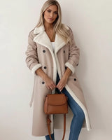 Karin | Damen Sherpa Langer Wintermantel – Beige