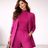 Emma | Damen Drei-Teile Lounge Set mit Cardigan – Rosa