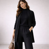 Emma | Damen Drei-Teile Lounge Set mit Cardigan – Schwarz