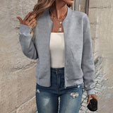 Damen Langarm Bomberjacke – Grau