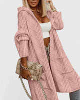 Wulfheda | Damen Oversize Strickjacke mit Kapuze – Rosa