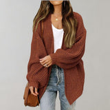Wulfheda | Damen Oversize Strickjacke offen – Kaffee